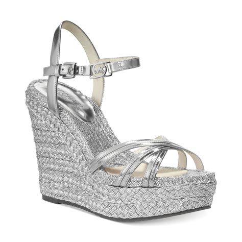 michael kors silver platform sandals|michael kors platform wedge sandals.